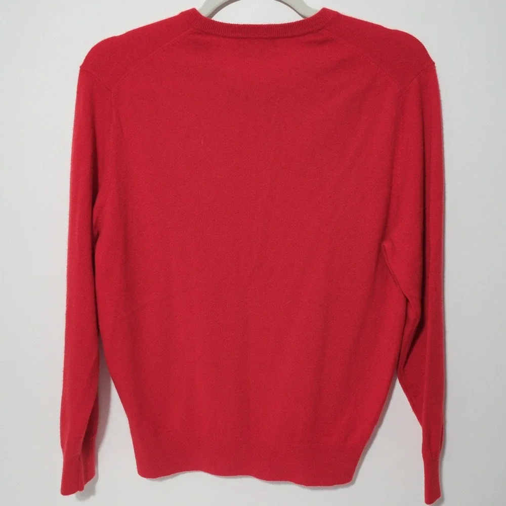 Cremieux Mens XL Luxury 100% Cashmere V Neck Sweater Red Pullover